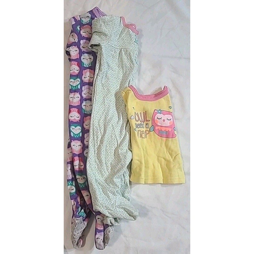 Set Of 2 Baby Girl Footie Pajamas  1 Owl shirt 6-9 Months Sleepwear
